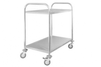 Wózek 2-półkowy ze stali nierdzewnej, uchwyt o profilu okrągłym