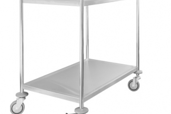 Wózek 2-półkowy ze stali nierdzewnej, uchwyt o profilu okrągłym - 1