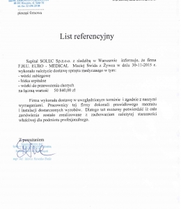 Referencje na wózki do przewożenia chorych, łózka szpitalne, wózki zabiegowe