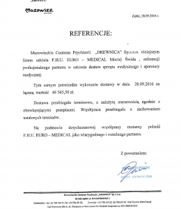 Referencje na sprzęt medyczny i aparaturę medyczną